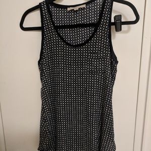 Ann Taylor Sleeveless Navy Printed Blouse